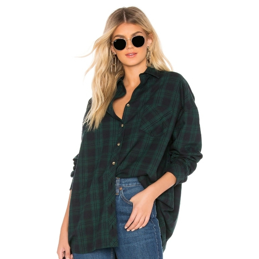 Superdown Revolve Audriana Oversized Plaid Top S NWOT